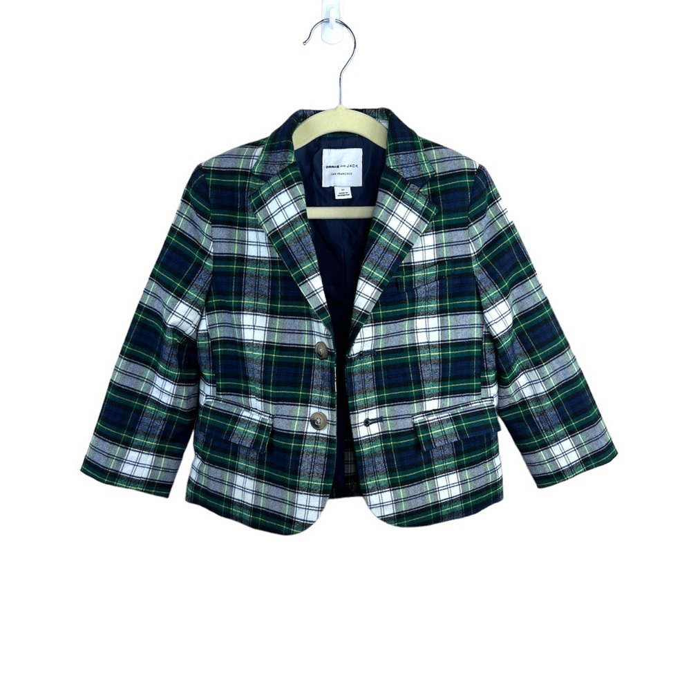 Janie and Jack blue green plaid blazer size 2T